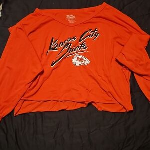 Majestic Kansas City Chiefs Travis Kelce Cropped Long Sleeve